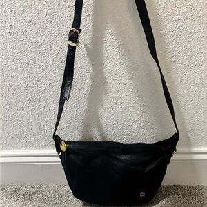 Etienne Aigner Black Crossbody Bag with Gold Accents